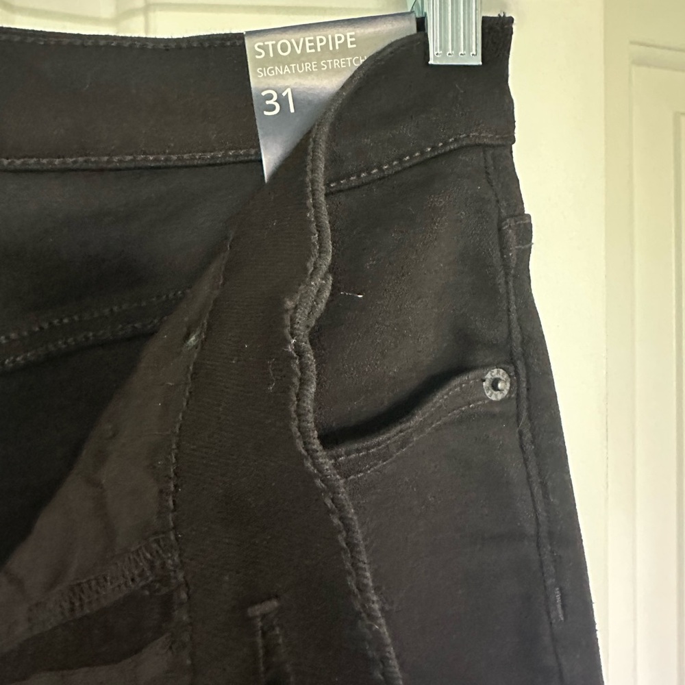 J Crew Black stovepipe straight jean in signature stretch+ / frayed hem - 31 - Picture 6 of 8